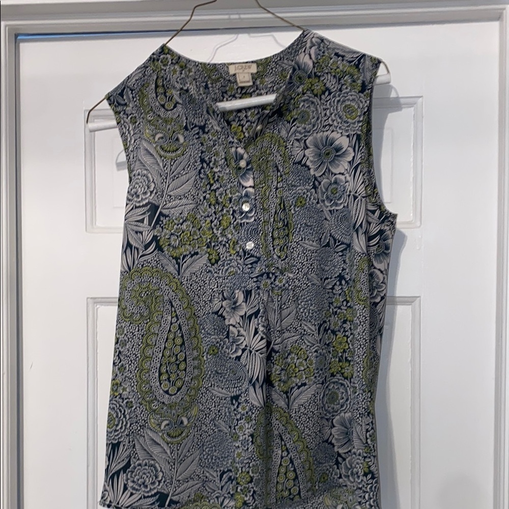 Jcrew Floral Paisley Sleeveless Top - Green and Gray size 4